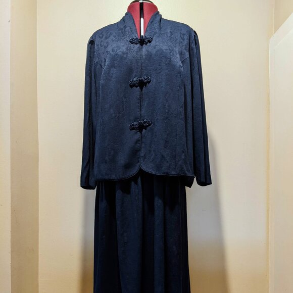 KSL Division of Karin Stevens Dress with Attached Jacket – Size 18W – Navy Blue - Picture 2 of 10